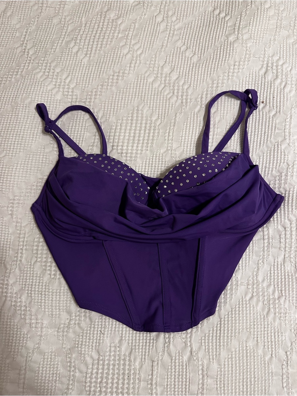 SHEIN Bae Purple Rhinestone Underwire Bustier Top